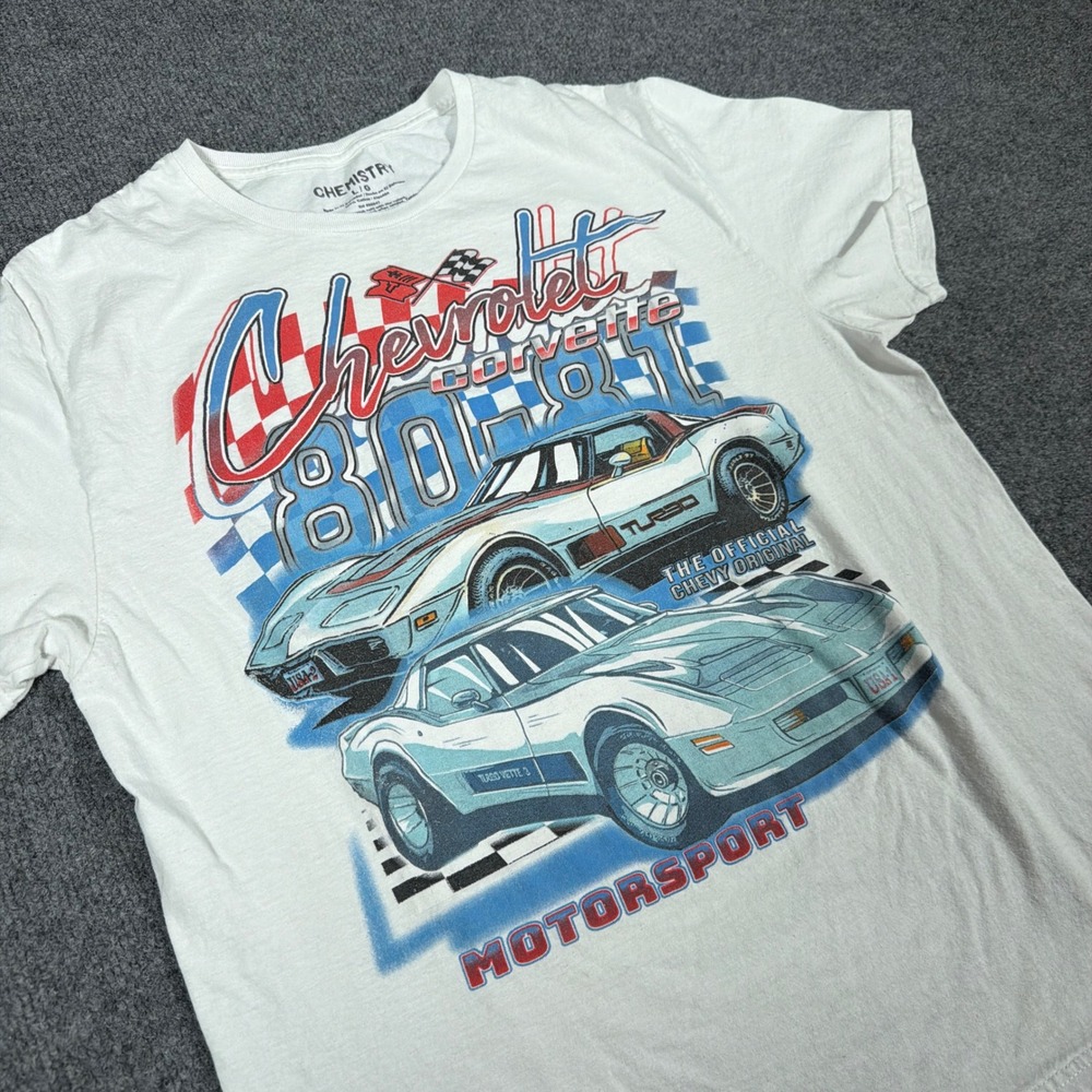 Chemistry Chevrolet Corvette T-Shirt Mens Large White Graphic Racing